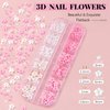 3D Nail Charms, Manicure Kit with Nail Rhinestone Glue Gel (UV Curing), Butterfly Colorful Flower Starry AB Gems Caviar Beads Half Round Pearl & Flatback Glass AB + Clear Crystal with Dotting Tools