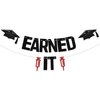 KEWUFD EARNED IT Banner, 2024 Nursing School Graduation Decorations, Congrat RN Party Decorations For Medical School College Graduation Party Decorations Supplies Black Red Glitter