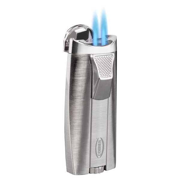 Cobber Torch Butane Lighter,Refillable and Windproof Lighter Double Jet Flame Butane Lighter for Men Gift Ideas(Silver)