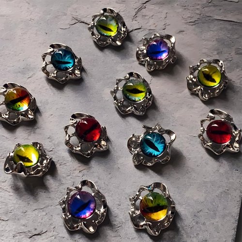 Devil Eye Nail Charms,24PCS 3D Alloy Nail Art Rhinestones Decoration for Acrylic Nails, Nail Diamonds Nail Jewels Accessories for Nail Art Supplies Manicure Craft DIY
