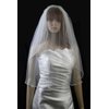 Bridal Wedding Veil Ivory 2 Tiers Long Fingertip Length With Rhinestone Edge