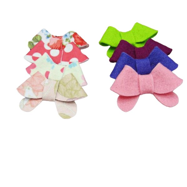 Set of 8 Felt Bows Pinks Alligator Clip or French Barrette (Alligator Clip Left)