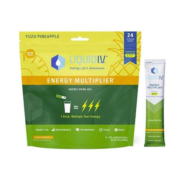 Generic Liquiid I.V Energy Hydration Multipler, Individual Packs, Yuzu Pineapple, 24 count