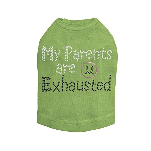 My Parents are Exhausted Dog Shirt 2XL Lime Green
