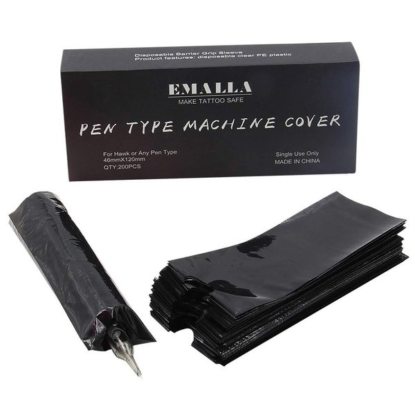 Tattoo Pen Covers - BoChang 200pcs Disposable Tattoo Cartridge Pen Machine Covers Sleeves Tattoo Machine Pen Bags for Tattooing, Tattoo Supply, Tattoo Kit