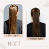 Hetto Brown Pony tails Hair Extensions Dark Brown Wrap Around Ponytail Human Hair #4 Chocolate Brown Ponytail Extensions Human Hair 18 Inch 80g