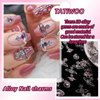 Tatiwoo 56Pcs 3D Nail Charm Gems, Pink&White Planet Heart Silver Alloy Nail Charms, Silver Planet Heart Gems Jewel Luxury Rhinestone Crystal Diamond for Nail Art Design