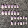 Halloween Press on Nails Short Almond Fake Nails Black Spider Web French Tip Acrylic Glue on Nails Full Cover Purple Gradient False Nail Stick on Nails Glossy Shiny Glitter False Nail for Women 24Pcs