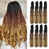8 Packs French Curly Braiding Hair 24 Inches Bouncy Braiding Hair French Curles Synthetic Hair Extensions Loose Wavy Crochet Hair for Black Women 1B/30/27
