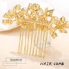 Foyte Crystal Bride Wedding Hair Comb Silver Flower Bridal Headpieces Leaf Hair Pieces Rhinestone Bridesmaid Side Combs Hair Accessories for Women and Girls (gold flower)
