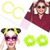 Neon Scrunchies & Neon Earrings 80s Neon Hair Accessories Elastic Neon Hair Scrunchies Neon Hoop Earrings for Women Girl Halloween Party Decorations,4Pack (Fluorescent Yellow)