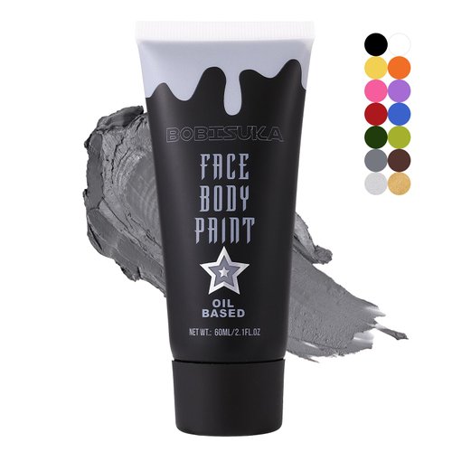 BOBISUKA Grey Face Paint, Oil-based Face Painting Kit for Grayscale Makeup, Cream Body Paint for Skull, Clown, Vampire Halloween Cosplay, Costume, Party, Stage, Theater, SFX Special Effect Makeup
