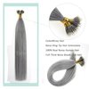Nano Ring Hair Extensions Human Hair Keratin Cold Fusion Nano Tip Micro Nano Beads Link Thick Hair Balayage Highlight Ombre Real Remy Hair 1g/s (24inch50gr50s, Silver Gray)
