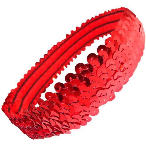 Kenz Laurenz Sequin Headbands Elastic Stretchy Headband for Girls Kids Women Flapper Roaring 20s Great Gatsby 1920s Hair Band Cute Princess Head Bands (Red)