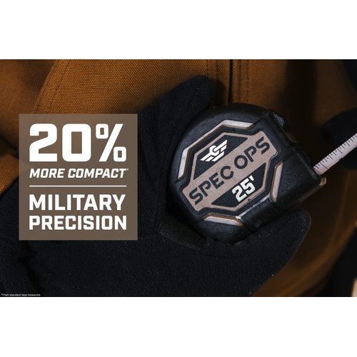 Spec Ops Tools 25-Foot Tape Measure Tool Set, 1 1/4" Double-Sided Blade, Military-Grade Composite Case, 3% Donated to Veterans, 2-Pack