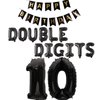 10th Birthday Decorations for Boys Girls, Double Digits 10th Birthday Balloon Happy 10th Birthday Banner Jumbo Number 10 Foil Balloons for 10 Years Old Boys Girls Sons Daughter(Black)