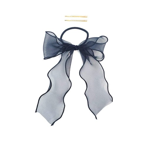 Soho Style Hair Accessories Set - Chiffon Wire Ribbon Bow Pearl Mini Bobby Ponytail Holder Barrette Pin Clip Ties for Women Girls SAM03-3300-6144