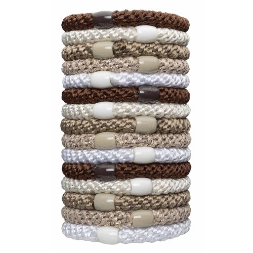 L. Erickson Grab & Go Pony Tube - Light Gold Metallic - 15 Pack Ponytail Holder Hair Ties