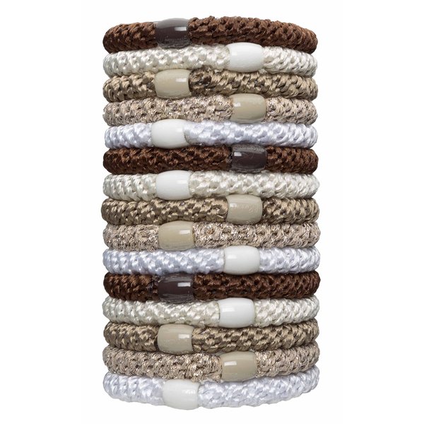 L. Erickson Grab & Go Pony Tube - Light Gold Metallic - 15 Pack Ponytail Holder Hair Ties