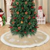 OurWarm Christmas Tree Skirt 48inch, White Snowflake Fur Burlap Tree Skirt for Xmas Decor Festive Holiday Decorations Indoor Outdoor