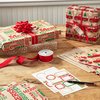 Hallmark Recyclable Kraft Christmas Flat Wrapping Paper Sheets with Cutlines on Reverse (12 Folded Sheets with Sticker Gift Tags) Rustic Red Trucks, White Snowflakes, "Merry Christmas" Lettering