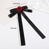 Tobeffect 2 Pcs Black Hair Bow Clips with Rose for Women Girls Gothic Black Hair Bows with Long Tail Satin Vintage Bow Barrettes Hair Accessories