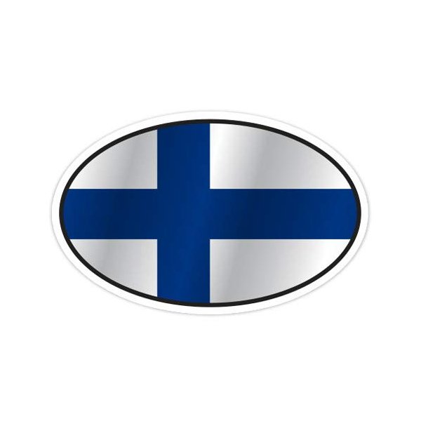 Finland Flag Oval - 12" Vinyl Sticker Waterproof Decal