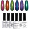 RARJSM Chameleon Gel Nail Polish Multichrome Gradient Color Changing Dark Blue Purple Orange Green 6pcs Set 7.5ml Shimmer Glitter Gel Polish Curing Requires Soak Off Sparkle Chrome Nail Gel Varnish