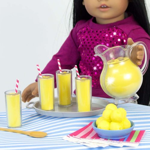 Sophia's 18" Doll 12 pc. Lemonade Stand Set with Doll-Sized Pitcher, Table Runner and Service for Four