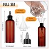 Barydat 12 Pcs Twist Top Applicator Bottle Refillable Squeeze Empty Plastic Bottles, Multi Purpose Round Hair Oil Applicator with Open Close Nozzle and 2 Funnels for Shampoo Lotion (Amber,3.5 oz)