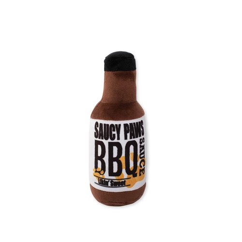 Fringe Studio Plush Dog Toy, Saucy Paws BBQ Sauce, Pet Shop Collection (289720)