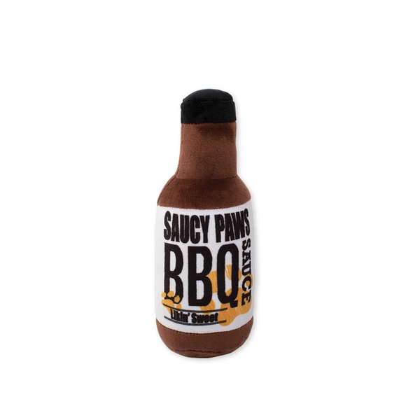 Fringe Studio Plush Dog Toy, Saucy Paws BBQ Sauce, Pet Shop Collection (289720)