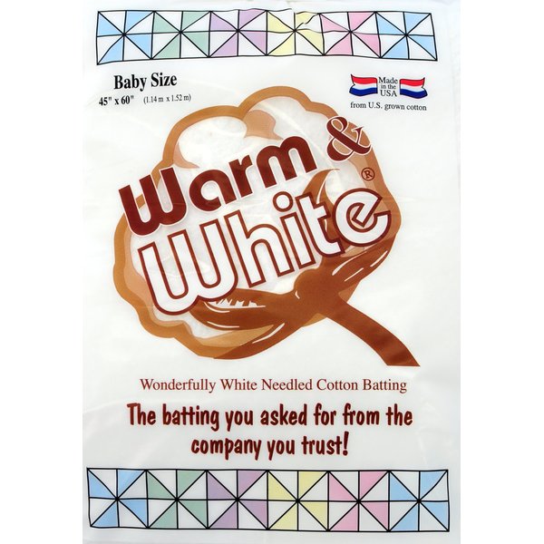 Warm Company 45-Inch by 60-Inch Warm and White Cotton Batting, Crib Size