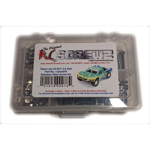 RC Screwz Stainless Steel Screw Set: Losi 22-SCT 2.0 2WD, RCZLOS078