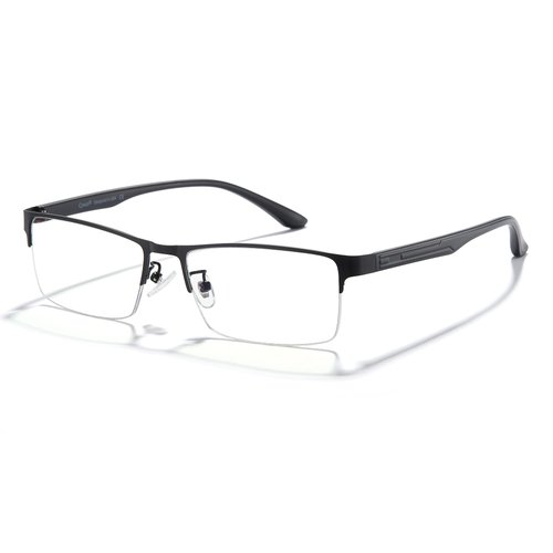 Cyxus Blue Light Blocking Computer Glasses for Men Semi Rim Glasses Crystal Lens UV Blocking Gaming Eyeglasses Black Frame