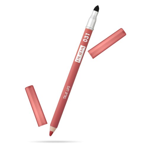 Pupa Milano True Lips Blendable Lip Liner - Dual-Ended Matte Lining Color and Brush - Light and Creamy, Hydrating, High Pigment, Smudge Proof Formula - Paraben Free - 031 Coral - 0.042 oz