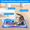 Thickened Cat Water Sensory Play Mat, Anti-Scratch Water Mat for Cats, Interactive Toys for Indoor Cats to Play, Cool Comfort Water Sensor Pad Sets with 1 Clipper 10 Patches and Various Marine Element