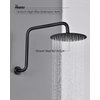 PHASAT 16 Inches Black Shower Head Arm,S Shaped Shower Arm with Flange,High Rise Shower Head Extension Arm,Shower Arm Extension Matte Black,PU9H02