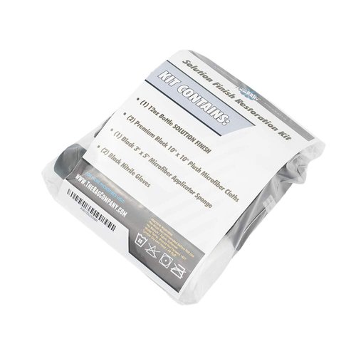 The Rag Company - Solution Finish Full Installation Kit - Enriche, Condition, Protect; Black Plastic Trim Restorer (12oz) + 2 Microfiber Towels + Applicator Sponge + Gloves