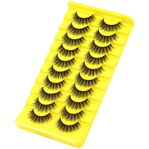 OHY Natural False Eyelashes Wispy Lashes Natural Look Strip Lashes Fake Eyelashes D Curl Lashes Strip Soft and Comefotable Natural Strip Lashes 10 Pairs