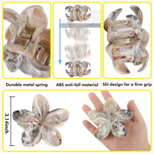 Hawaiian Flower Hair Clips for Women, 6 Packs Flower Claw Clips for Thick Hair & Thin Hair, Hibiscus Plumeria Hair Clip, Cute Hair Accessories for Women Girls Holiday Gifts