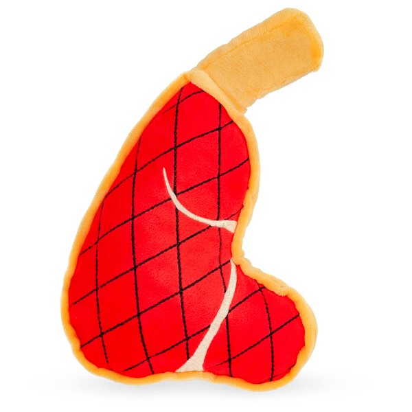 Giftable World 10 Inch Plush Pet Toy Tomahawk Steak with Squeaker & Crinkle Dog Chew Toy