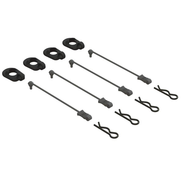 ARRMA Body Clip Retainers, Black (4): 1/5 Scale, ARA390294, Small