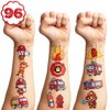 96 PCS Firefighter Day Temporary Tattoos Sticker Car Fire Truck Themed Birthday Party Decorations Favors Supplies Gifts Boys Girls Baby Shower Adult Cute Tattoo School Prizes Reward Themed