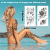 10 Sheet Long Lasting Flower Temporary Tattoos For Women Arm Neck Thigh, 3D Black Flower Rose Temporary Tattoos, fake thigh tattoos, Fake Tattoos That Look Real And Last Long, realistic tattoos long lasting waterproof
