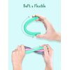 Giftty Teething Tube with Safety Shield Baby Hollow Teether Sensory Toys Gum Massager, Food-Grade Silicone for Infant, Toddler, Boys & Girls, 1 Pair with 4 Cleaning Brush Included (Cyan+Gray)