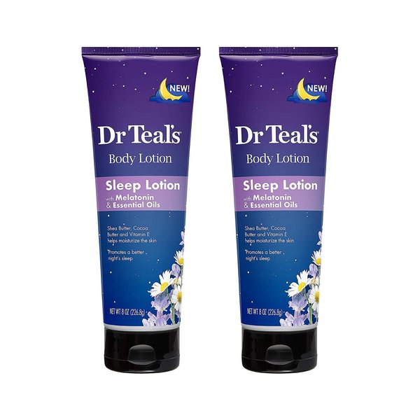 Dr Teal's Melatonin Sleep Lotion Gift Set (2 Pack, 8 oz ea.) - Nighttime Therapy Body Lotion Combines Shea & Cocoa Butter to Nourish and Protect Skin - Promotes Better Sleep