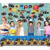 Monster Truck birthday Decorations Party Supplies include 2Pcs Tableclothes,Birthday Banner,Hanging Swirls,Stickers &Garland (Monstertruck)