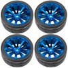 ShareGoo OD 2.55" Rubber Tires w/Plastic Wheel Rims 12mm Hex Compatible with HSP Tamiya Kyosho Traxxas Sakura WLtoys 1/10 RC On Road Racing Touring Car (Blue)