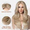 LONAI Blonde Wigs for Women 24" Long Natural Blonde Middle Part Layered Wig Synthetic Hair Wig for Daily Use Party Cosplay